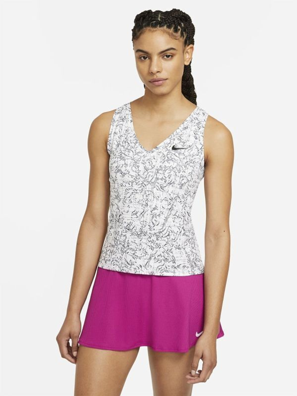 Женский топ теннисный Nike Court Victory Tank Print W - white/black