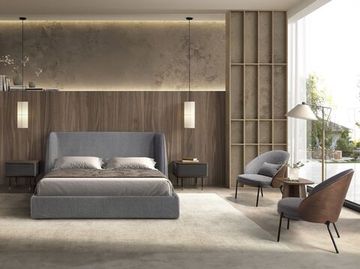 Кровать 7145 из темно-серой ткани Испания