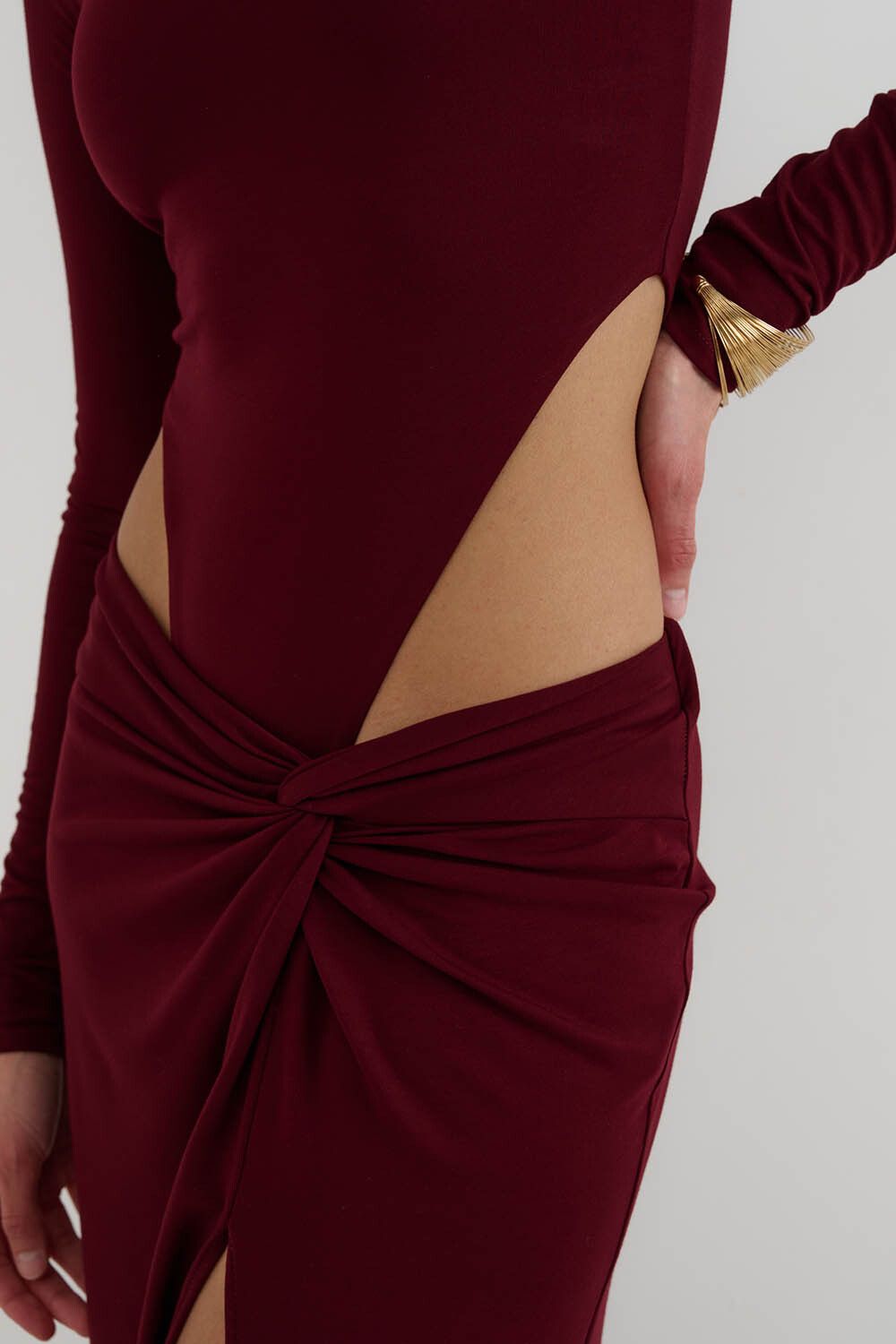 Боди с длинными рукавами из вискозы цвета бордо