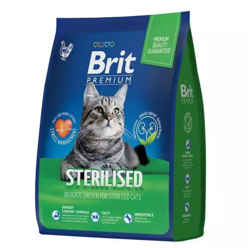 Сухой корм Brit Premium Cat Sterilised для стерилизованных кошек, курица, 800 г