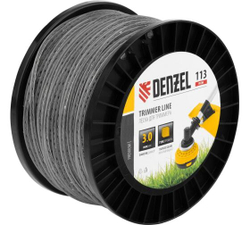Леска для триммера Denzel (квадрат, 3,0мм х 113м, Flex Cord)