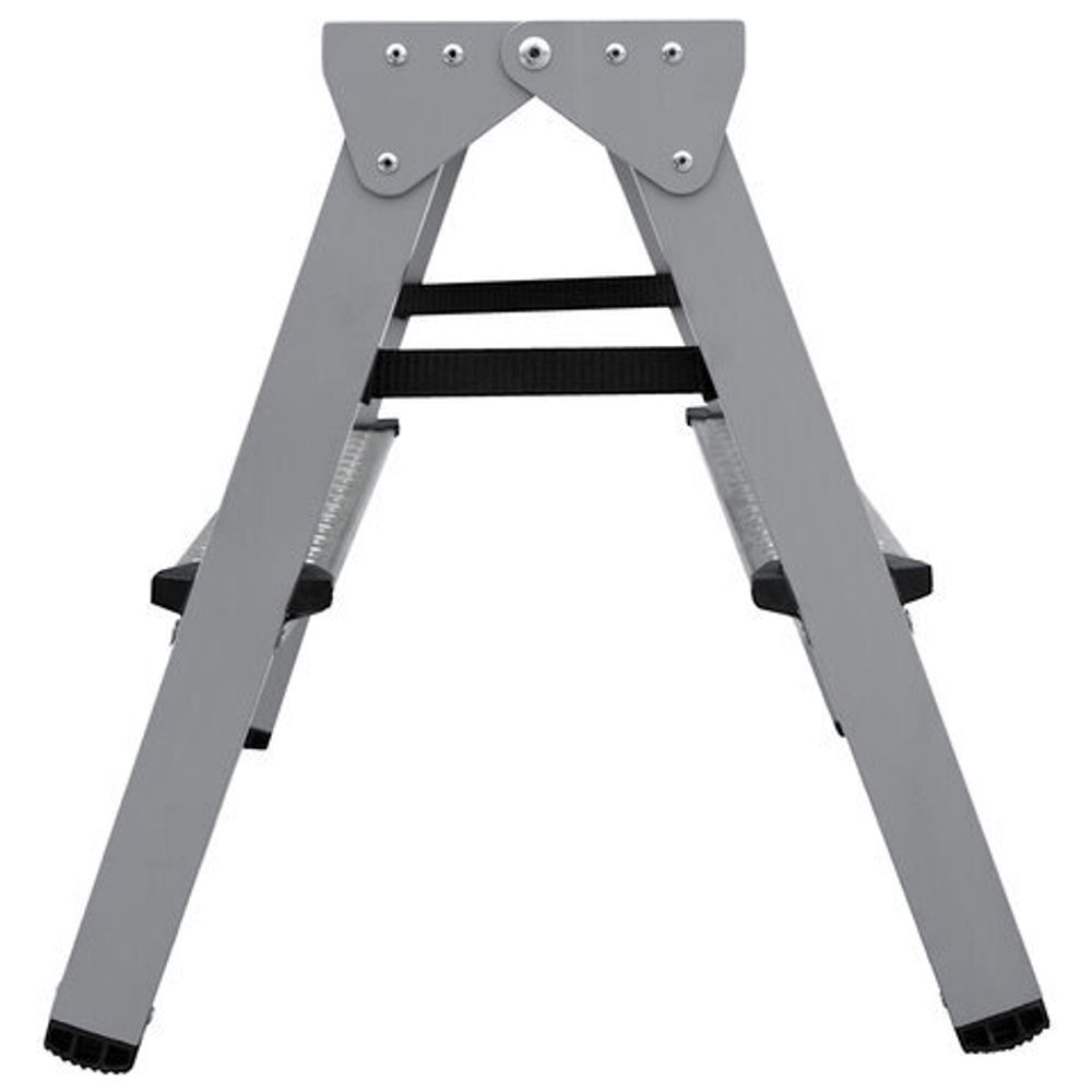 Стремянка стальная двухсторонняя 2х2 ступени, высота площадки 0,44м, алюминиевая площадка 35х16см, до 150кг, вес 2,8кг НОВАЯ ВЫСОТА, 1160202