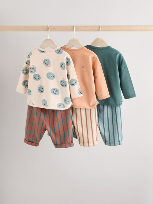 Лонгслив и легинсы в комплекте для малышей Next 925-726, 3 шт., Бежевый, Бирюзовый