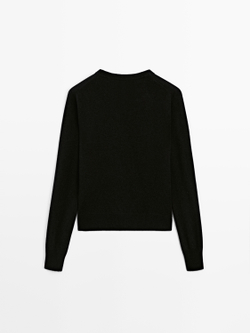 Massimo Dutti Свитер из смесовой шерсти с круглым вырезом, черный