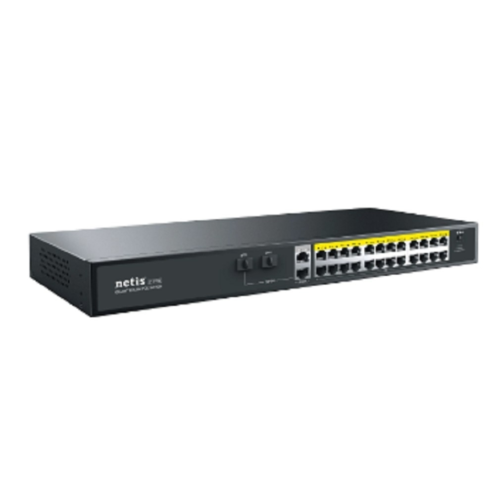 Коммутатор Коммутатор Netis P124GH (L2) 24x100Мбит / с 2x1Гбит / с 1xКомбо(1000BASE-T / SFP) 1SFP 24PoE 24PoE+ 360W неуправляемый