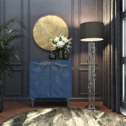 Комод Арт Колор leaves Классик Голд с 2 полками Королевский синий