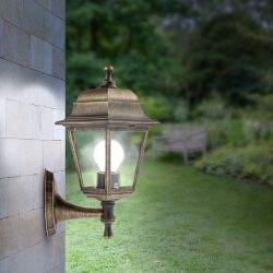 Садово-парковый светильник ЭРА НБУ 04-60-001 бронза 4 гранный настенный IP44 Е27 max60Вт