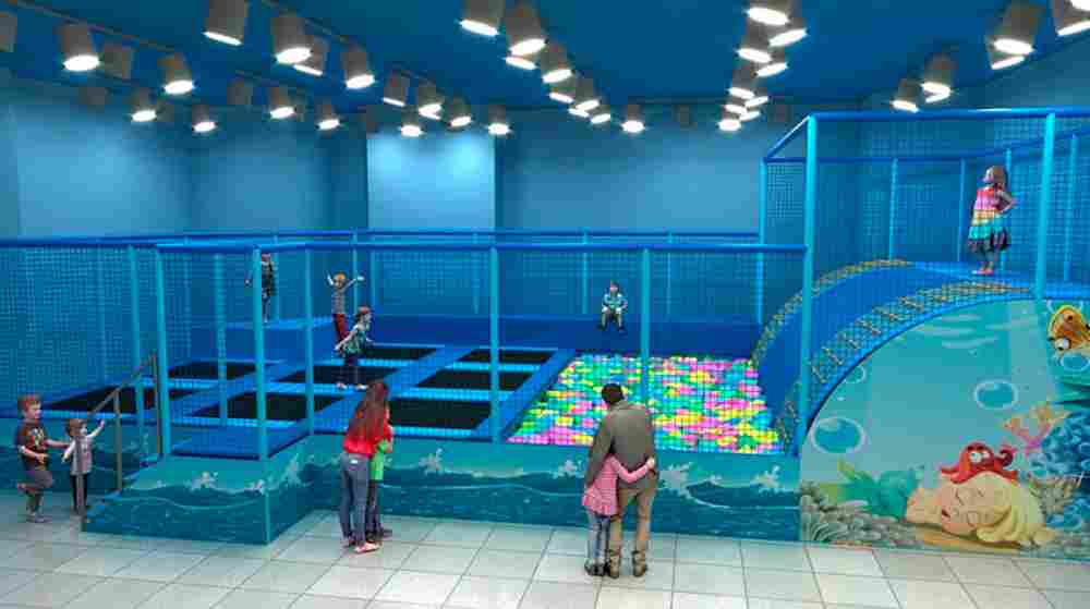 Батутная арена «Волна» 12×6 м, 8 батутов, с поролоновой ямой и горкой