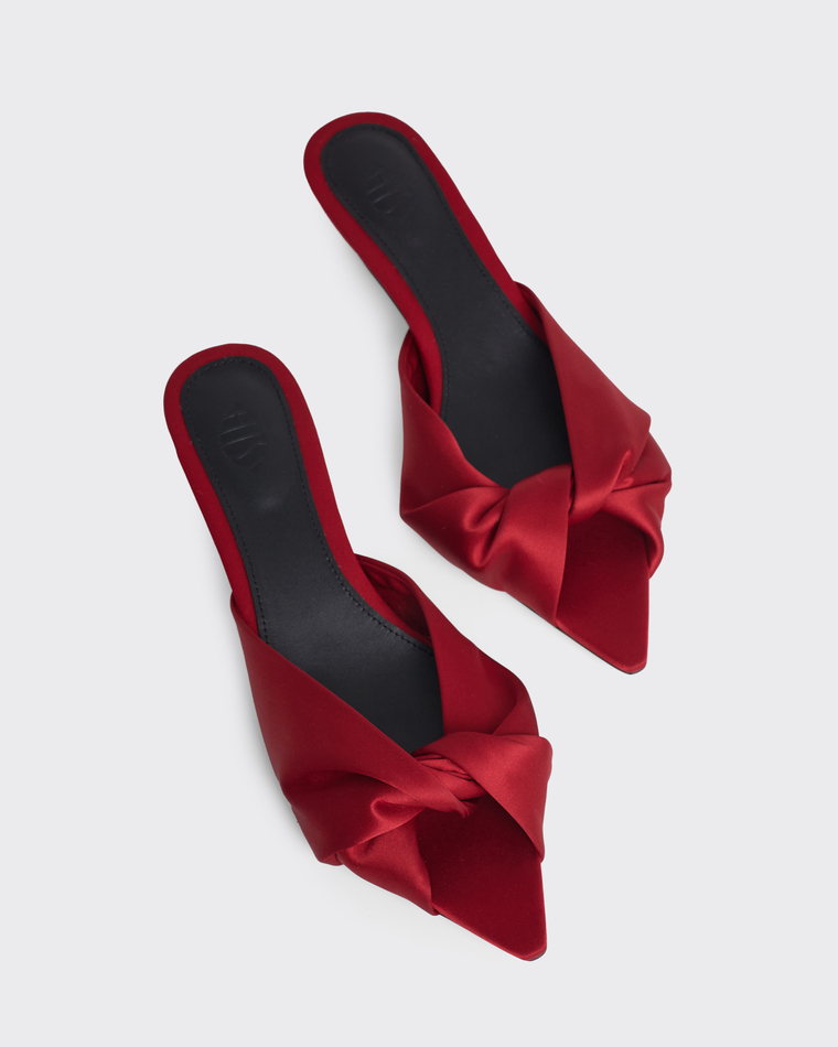 Мюли из шелка ягодный