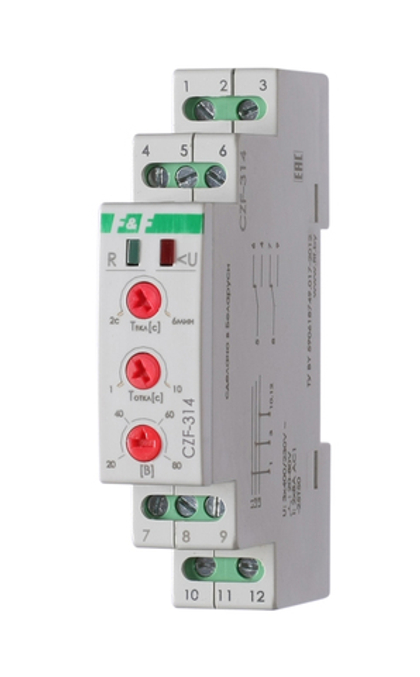 Реле контроля и наличия фаз CZF-314 3х400В 50Гц 2А IP20 регулировка порога отключения