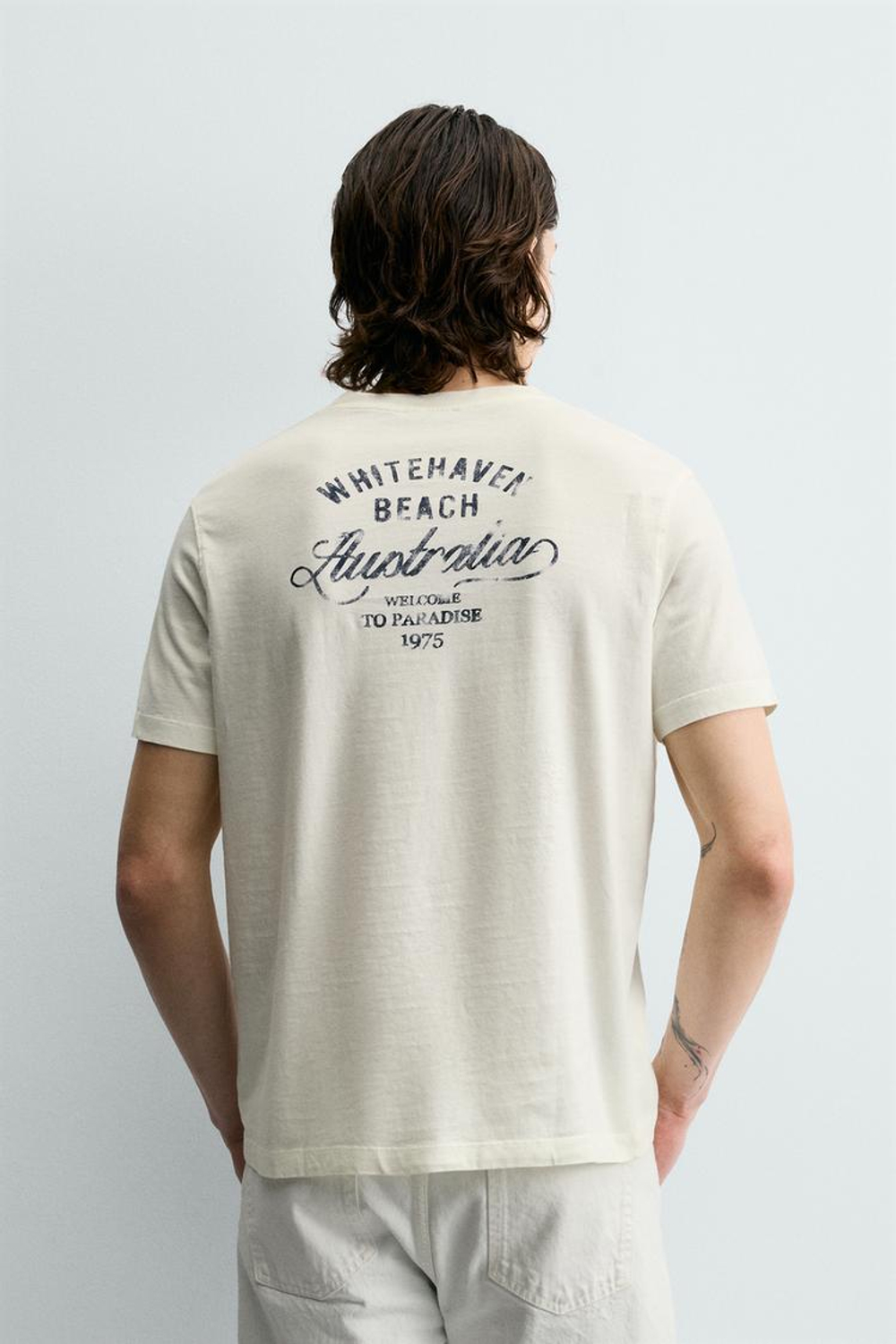 ZARA ФУТБОЛКА С ГРАФИЧЕСКИМ ПРИНТОМ "АВСТРАЛИЯ", ЭКРЮ