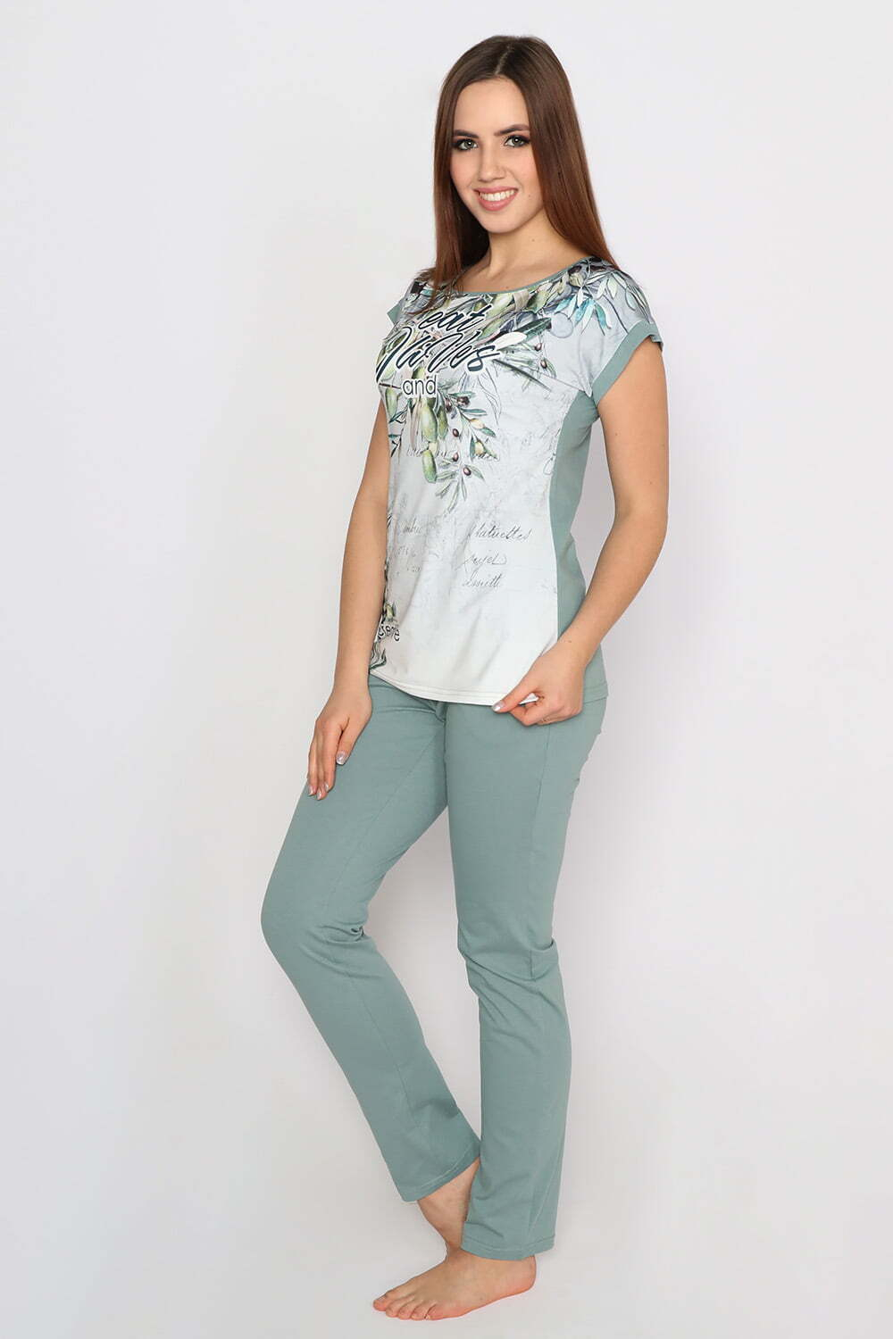 К/ж "ОЛИВКИ" футболка+брюки модель КЖ 0182 кулирка+микрофибра