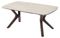 Стол КИРАН (KIRAN) 180 БЕЖЕВЫЙ МРАМОР (MATTE SICILY BEIGE SOLID CERAMIC) / Орех темный, ®DISAUR