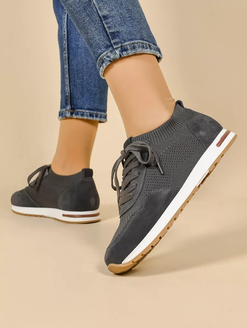 Кроссовки нат. замша (36-41)р. / шт. HL-134-GREY