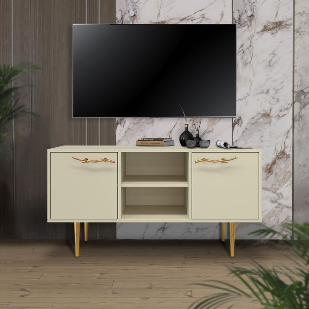 Тумба под ТВ Арт Колор matte 117см Стайл Голд Серый шелк матовый