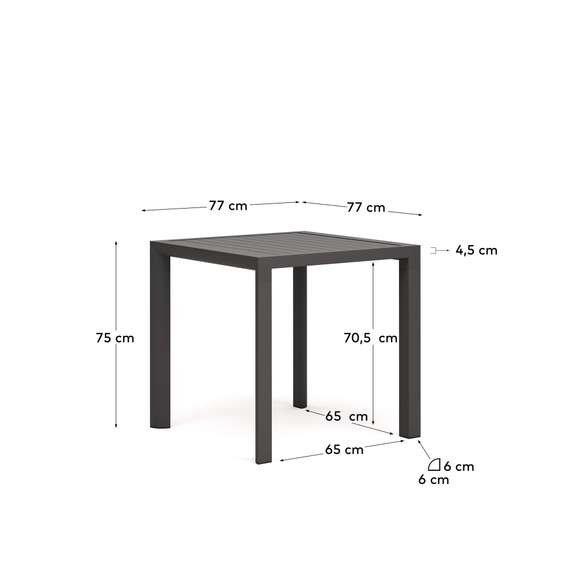 Culip Алюминиевый уличный стол с порошковым покрытием серого цвета 77 x 77 см