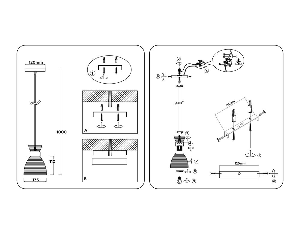 Ambrella Светильник подвесной со стеклянным плафоном Modern Glory TR3401