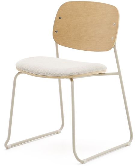 Стул Meli с сиденьем из бежевого шенилла и бежевыми металлическими ножками Испании La Forma