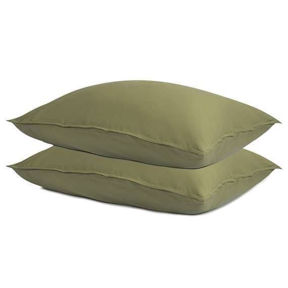 Набор из двух наволочек из сатина цвета шалфея с брашинг-эффектом из коллекции essential