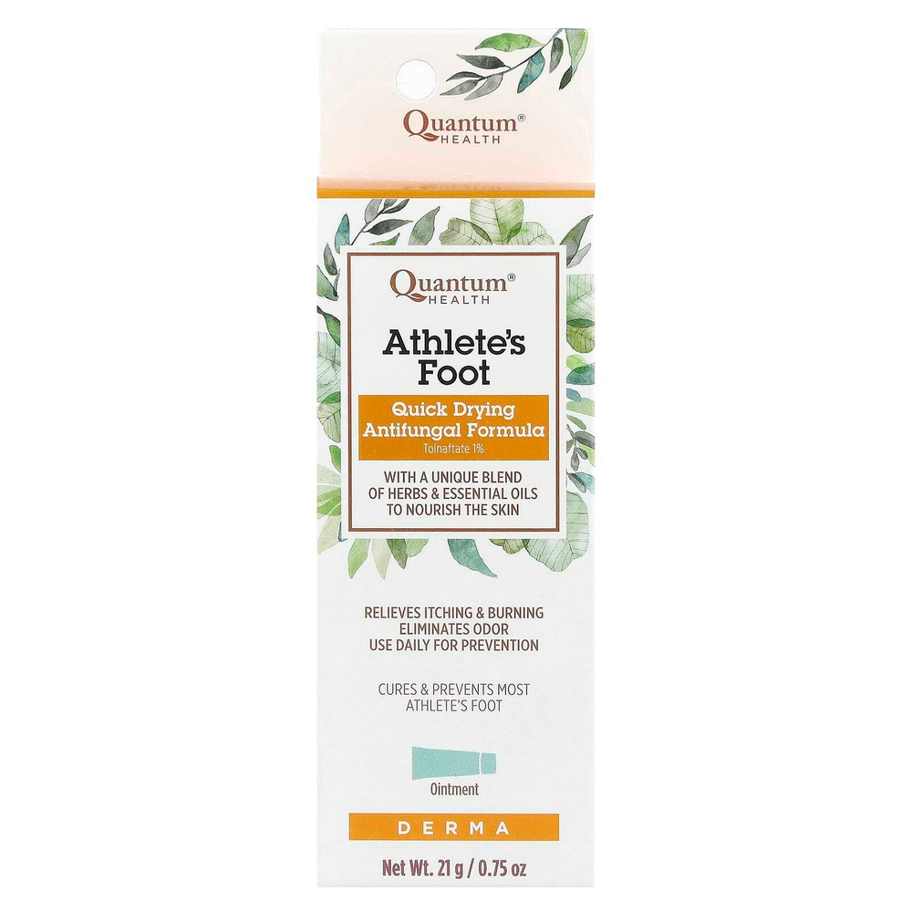 Quantum Health, Athlete's Foot, быстросохнущая формула против грибка стопы, 0,75 унции (21 г)