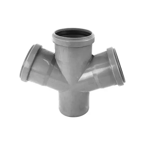 Крестовина полипропиленовая PP-H одноплоскостная безнапорная для внутренней канализации с раструбом, цвет серый, РТП