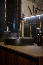 Смеситель для раковины Gessi Anello, высокий, длинный излив, цвет Brass Brushed PVD