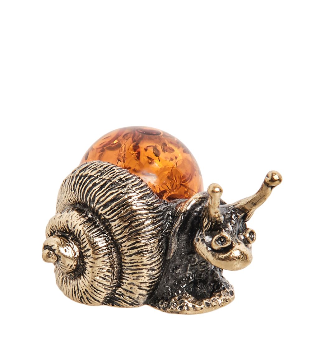 Народные промыслы AM- 584 Фигурка «Улитка» (латунь, янтарь)