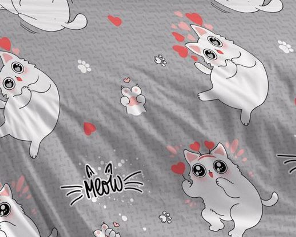 Постельное белье 1 5 спальное, бязь, наволочки 70х70, 100% хлопок, постельное белье для девочки, постельное белье с котиками