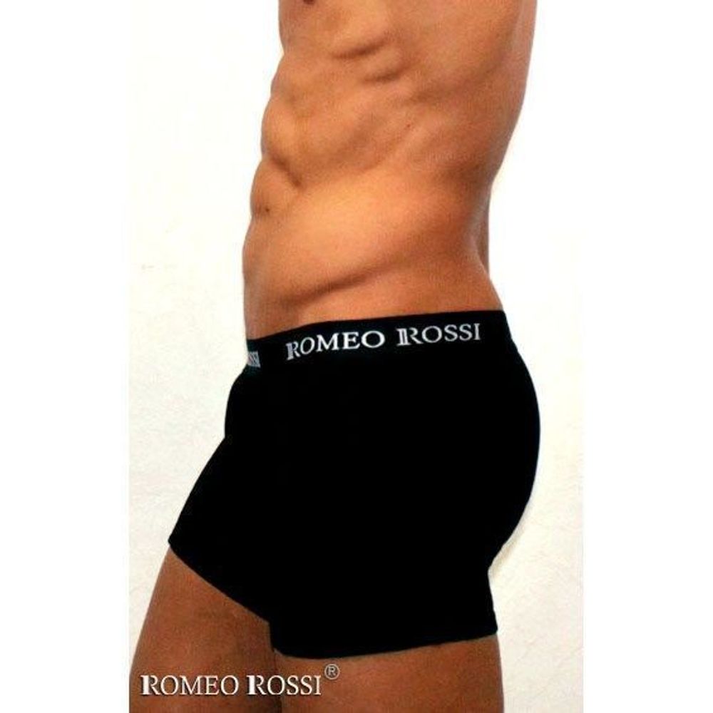 Мужские трусы боксеры удлиненные c резинкой Romeo Rossi черные RR7001-02