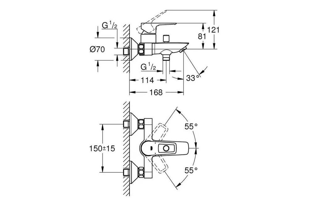 Смеситель для ванны Grohe наружный хром 23602001 00000087878