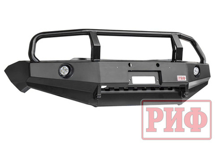 Бампер передний Mitsubishi L200 2005-2015/Pajero Sport 2009-2015 с доп. фарами, защитной дугой и защитой бачка омывателя РИФ