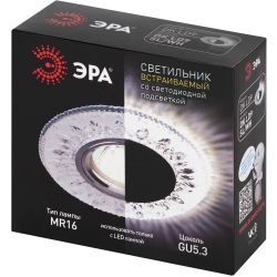Светильник встраиваемый cо светодиодной подсветкой ЭРА DK LD9 SL/WH под лампу MR16 GU5.3 прозрачный | Встраиваемые LED светильники