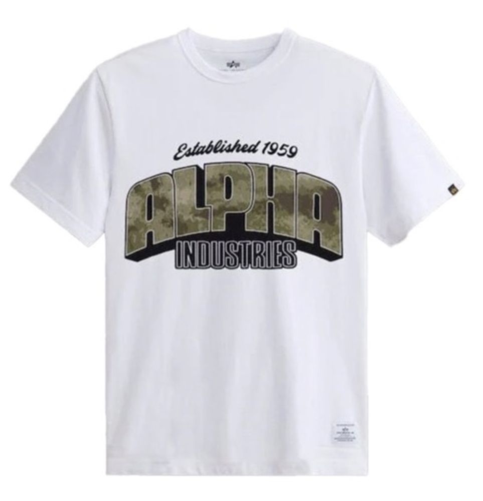 Футболка Alpha Industries Alpha Camo Logo (Белая)