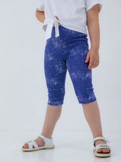 Бриджи для девочки, модель №1, рост 116 см, синие в белый горох
