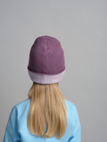 Шапка вязаная хлопковая ТВИНС(Лаванда, виноград)