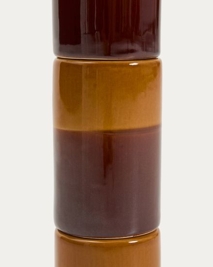 Настольная лампа Mavran из коричневой керамики с хлопковым абажуром