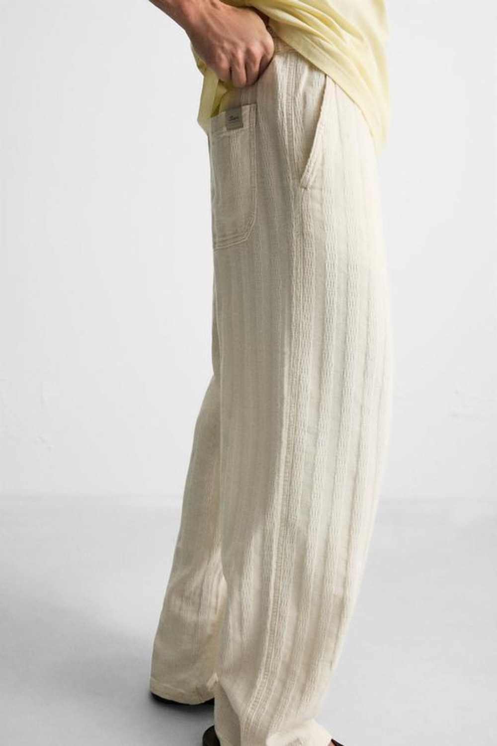 ZARA ЖАККАРДОВЫЕ БРЮКИ RELAXED FIT, ЭКРЮ