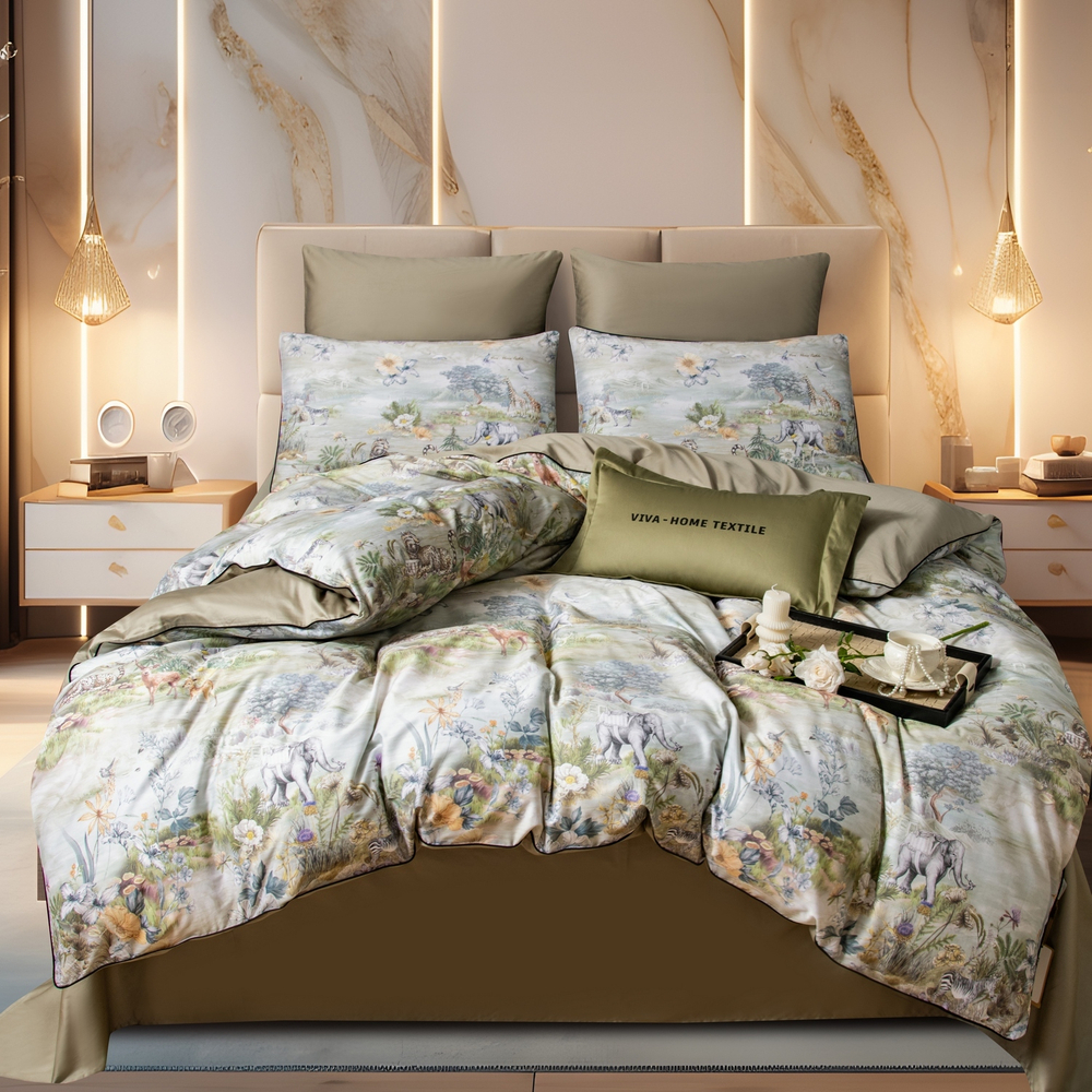 КПБ Сатин Премиум на резинке CPAR055, Евро, 4 наволочки, простынь 180*200*30