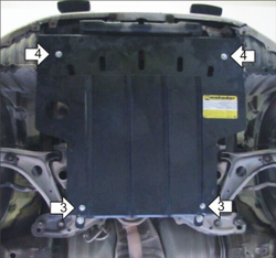 Защита картера Двигателя, КПП. 2 мм, Сталь. для Toyota Probox/succeed 2002-2014, Toyota Echo 1999-2005 MOTODOR.02522