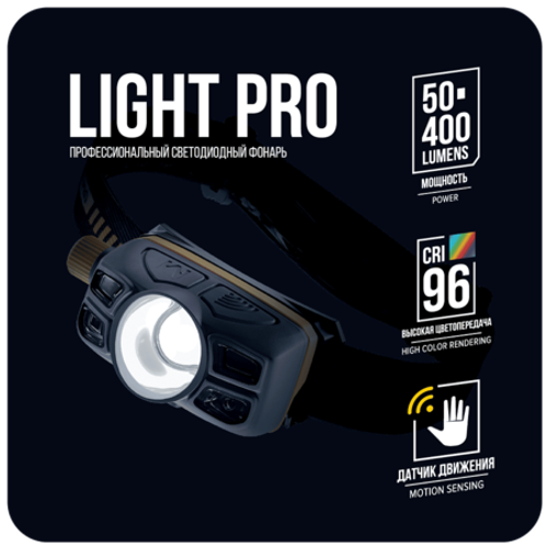 AUTECH Налобный светодиодный аккумуляторный фонарь 400 лм. CRI&gt;96 Au-02396400