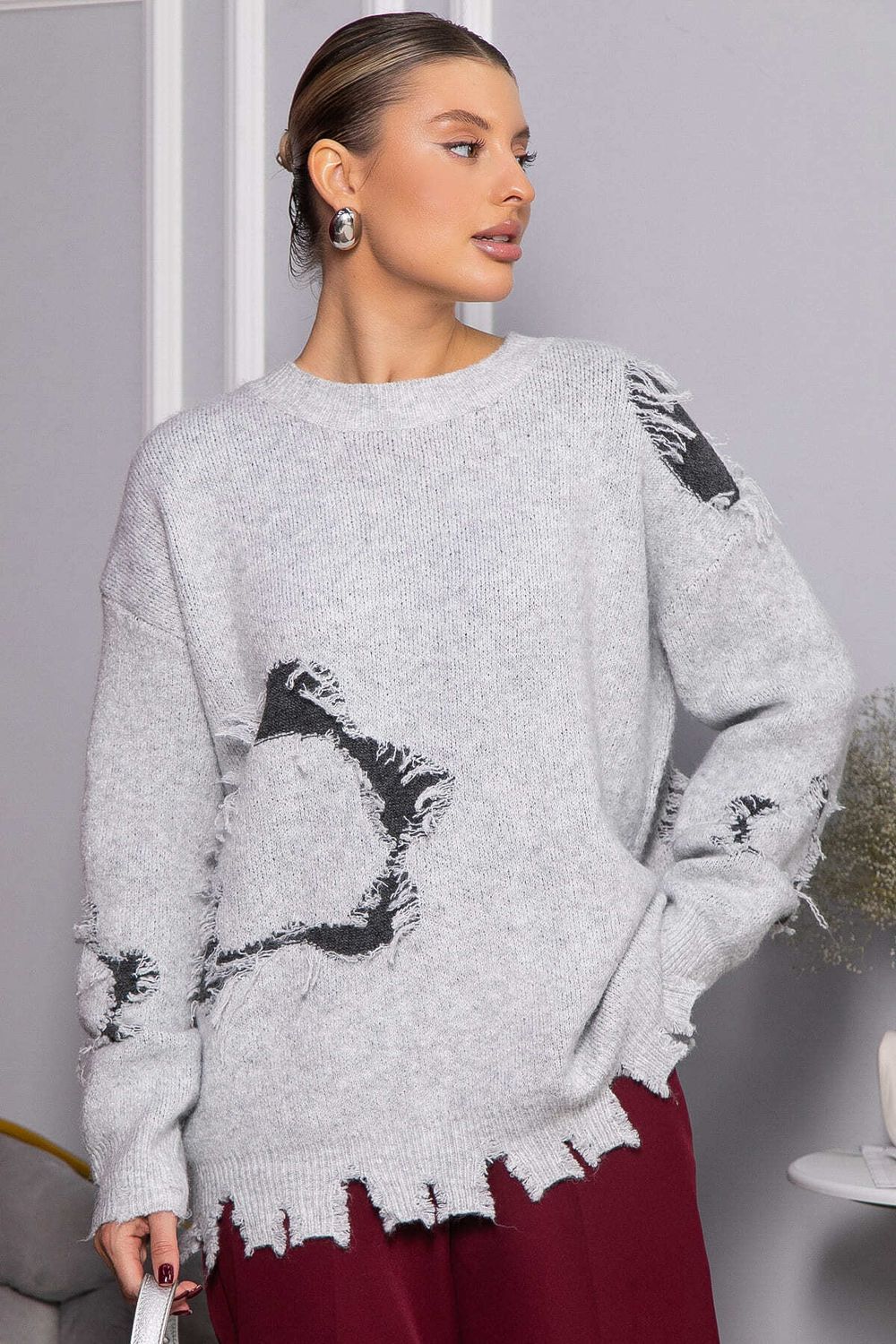 Свитер рваный Наиль (серый) Б14562-13М LT Collection