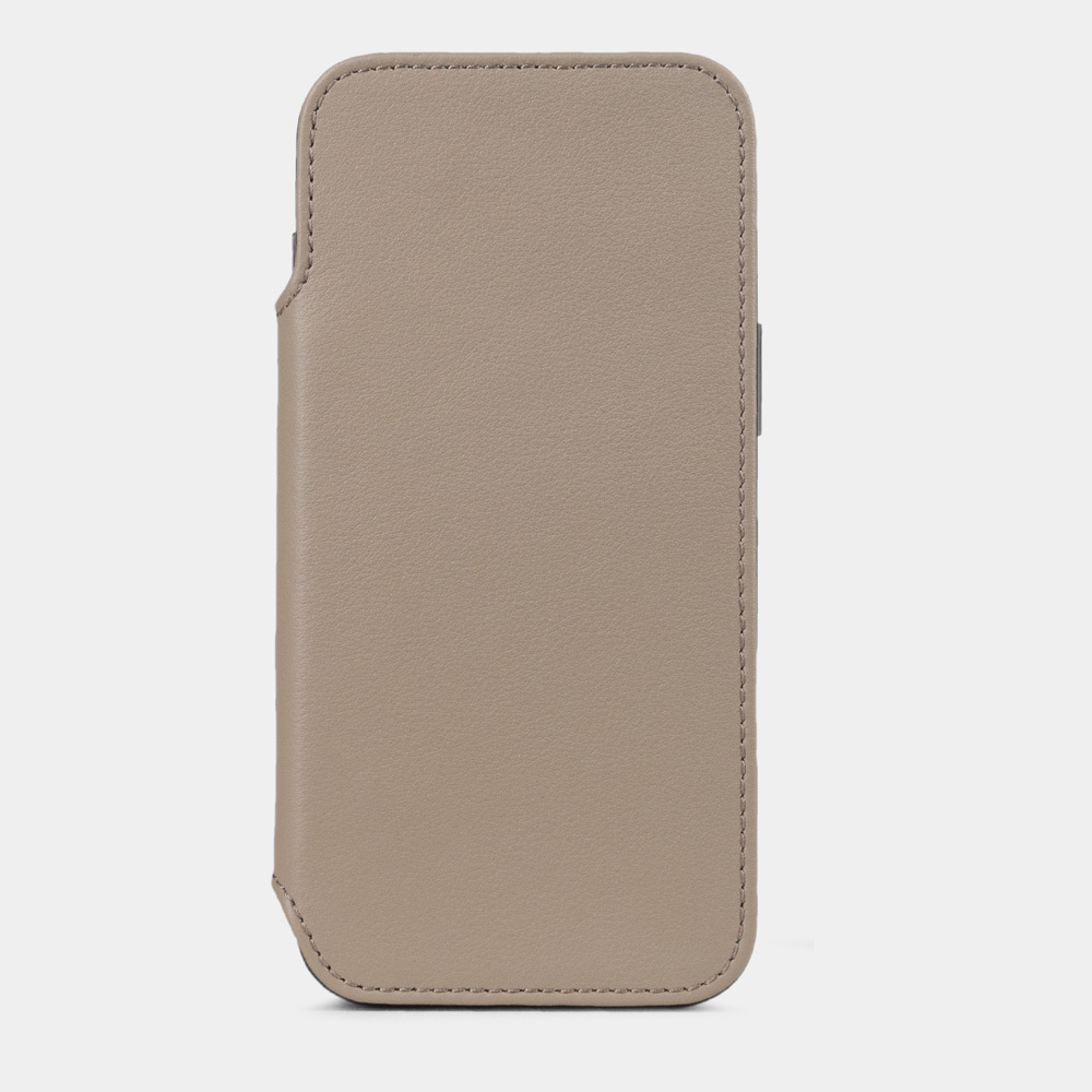 Чехол-книжка кожаная для iPhone 16 Pro Max, теленок бежевого цвета