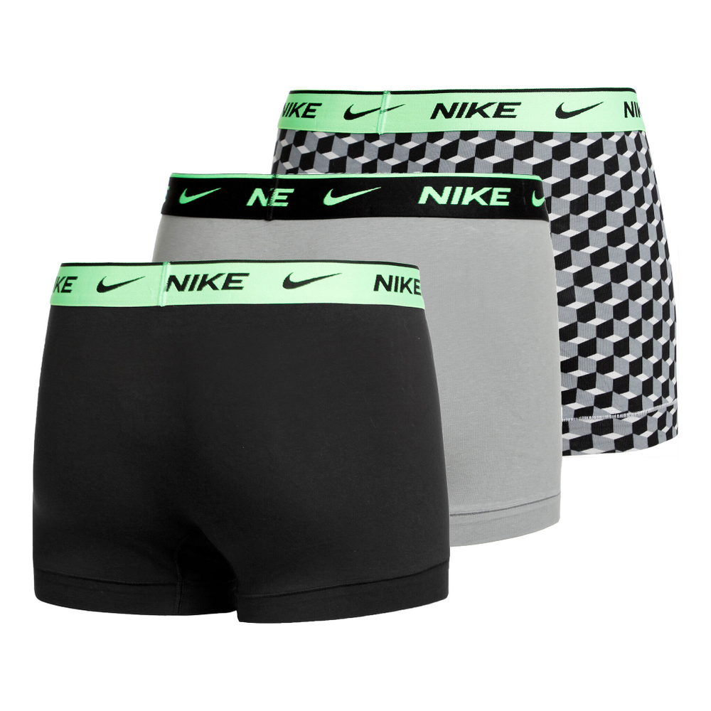 Nike Everyday Cotton Stretch Trunk Boxer Shorts 3 Pack Men - Grey, Neon Green