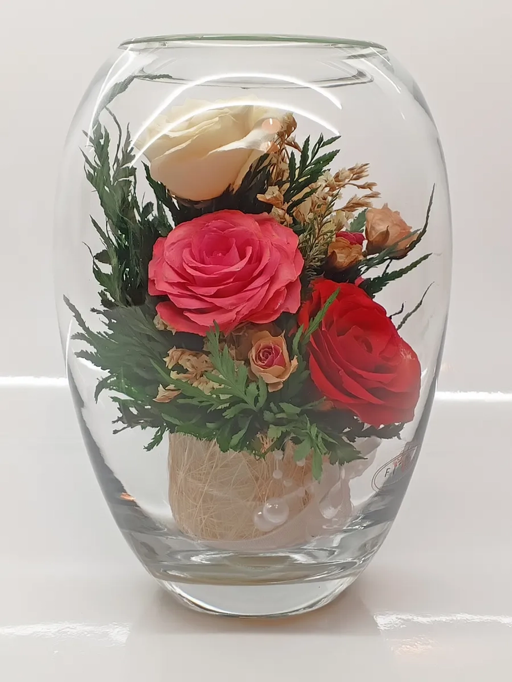 натуральные цветы в стекле, вакуум