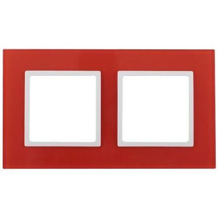 Рамка 2-м 14-5102-23 стекло Elegance красный+бел. ЭРА Б0034496