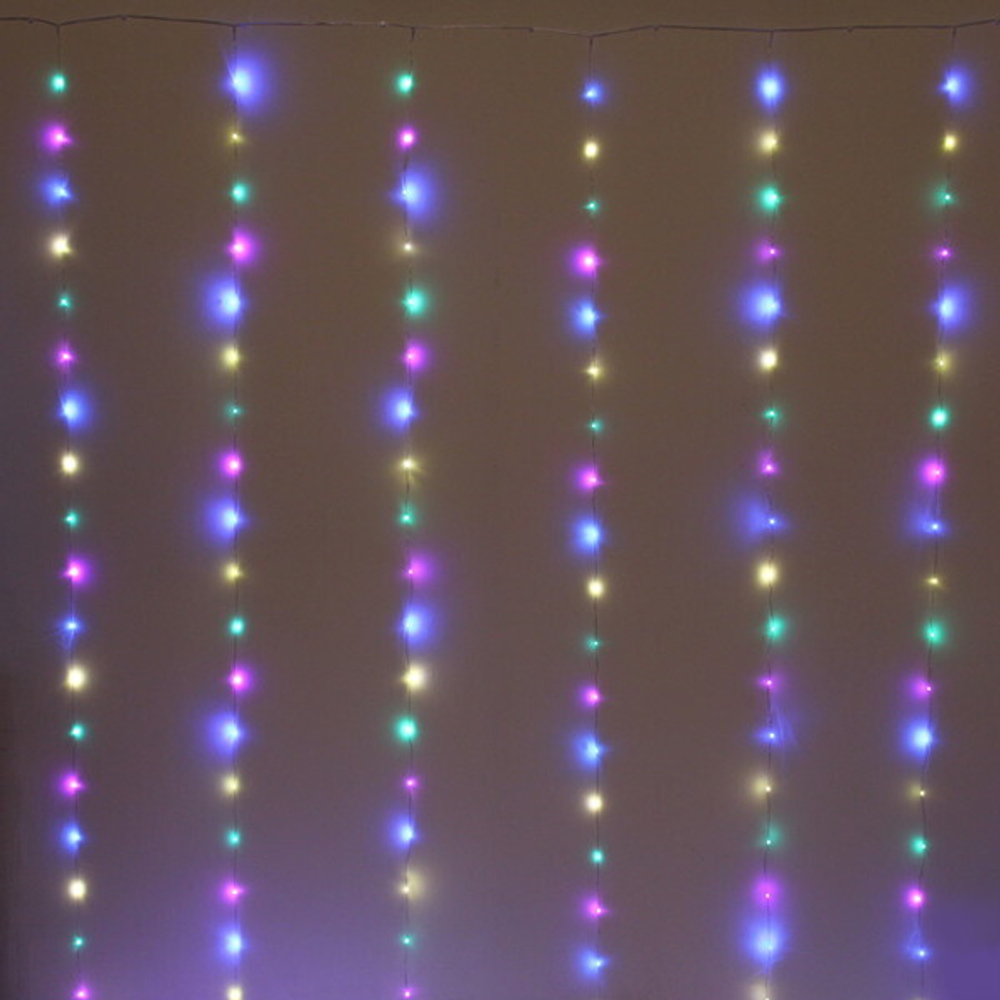 Гирлянда для улицы ЗАНАВЕС «Хвост» ш3м* в3м 300 ламп LED, 8 реж, USB, 220V + пульт,IP-54. Мультицвет