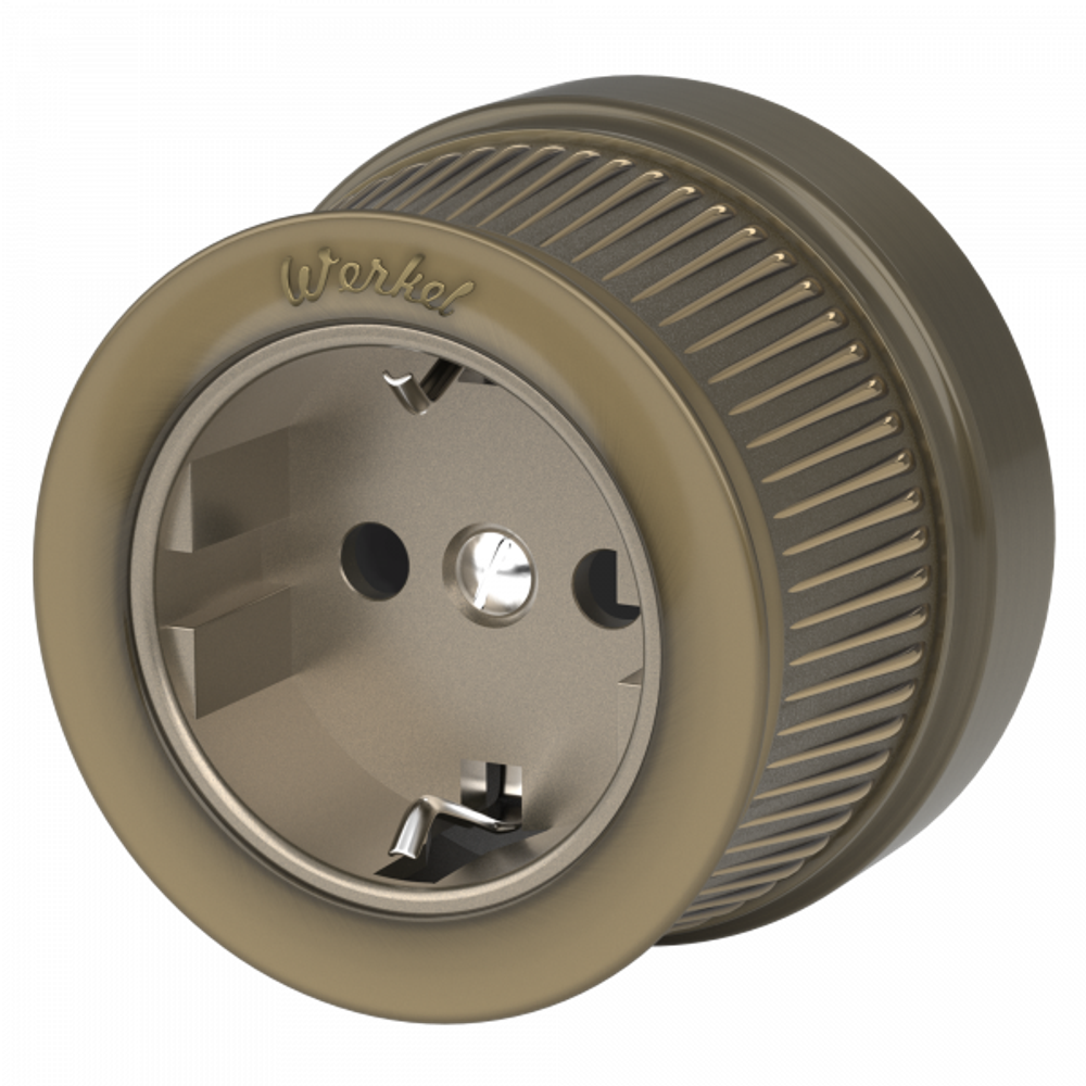 Розетка с заземлением (бронзовый) Ретро