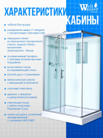 Душевая кабина WeltWasser без силикона (120х90) прозрачное стекло, поддон низкий