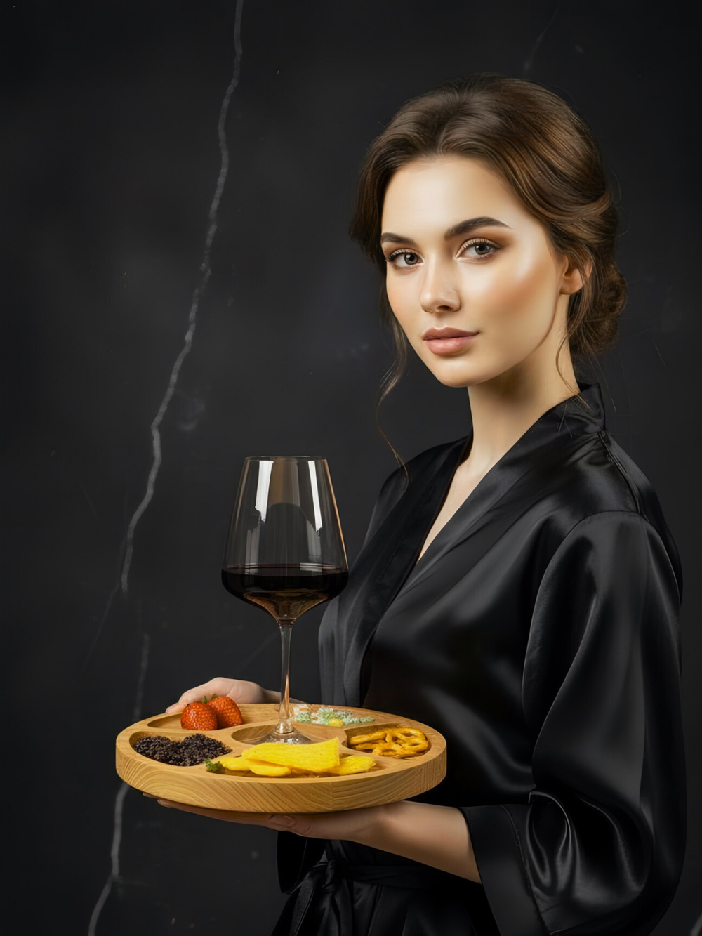 Менажница деревянная круглая 25 см