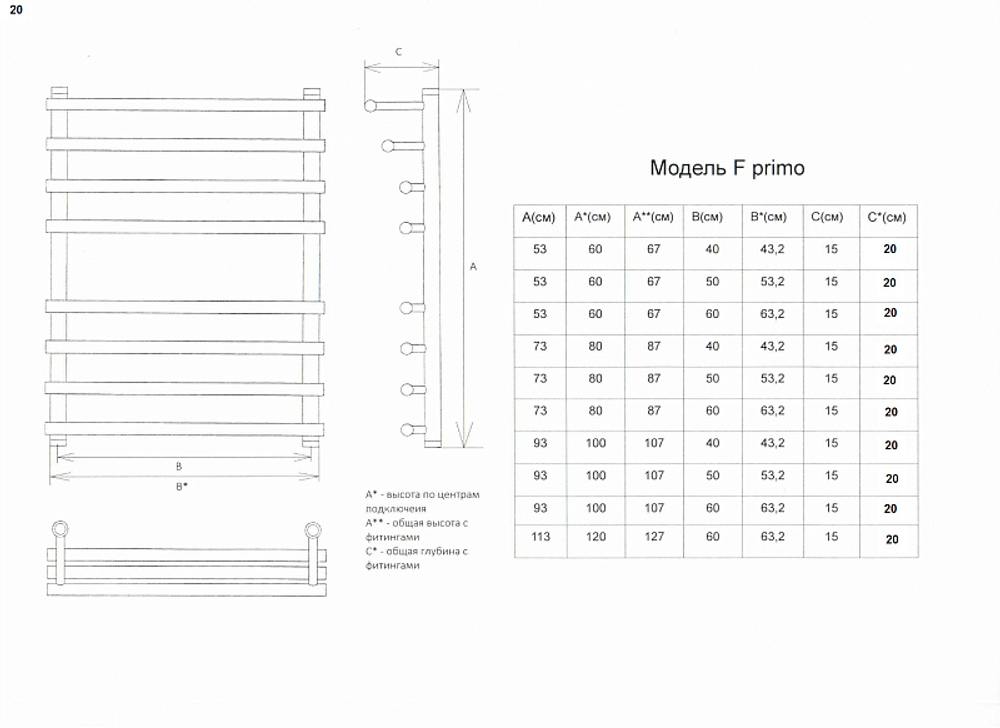Полотенцесушитель водяной Двин F Primo 50х80, Полированный
